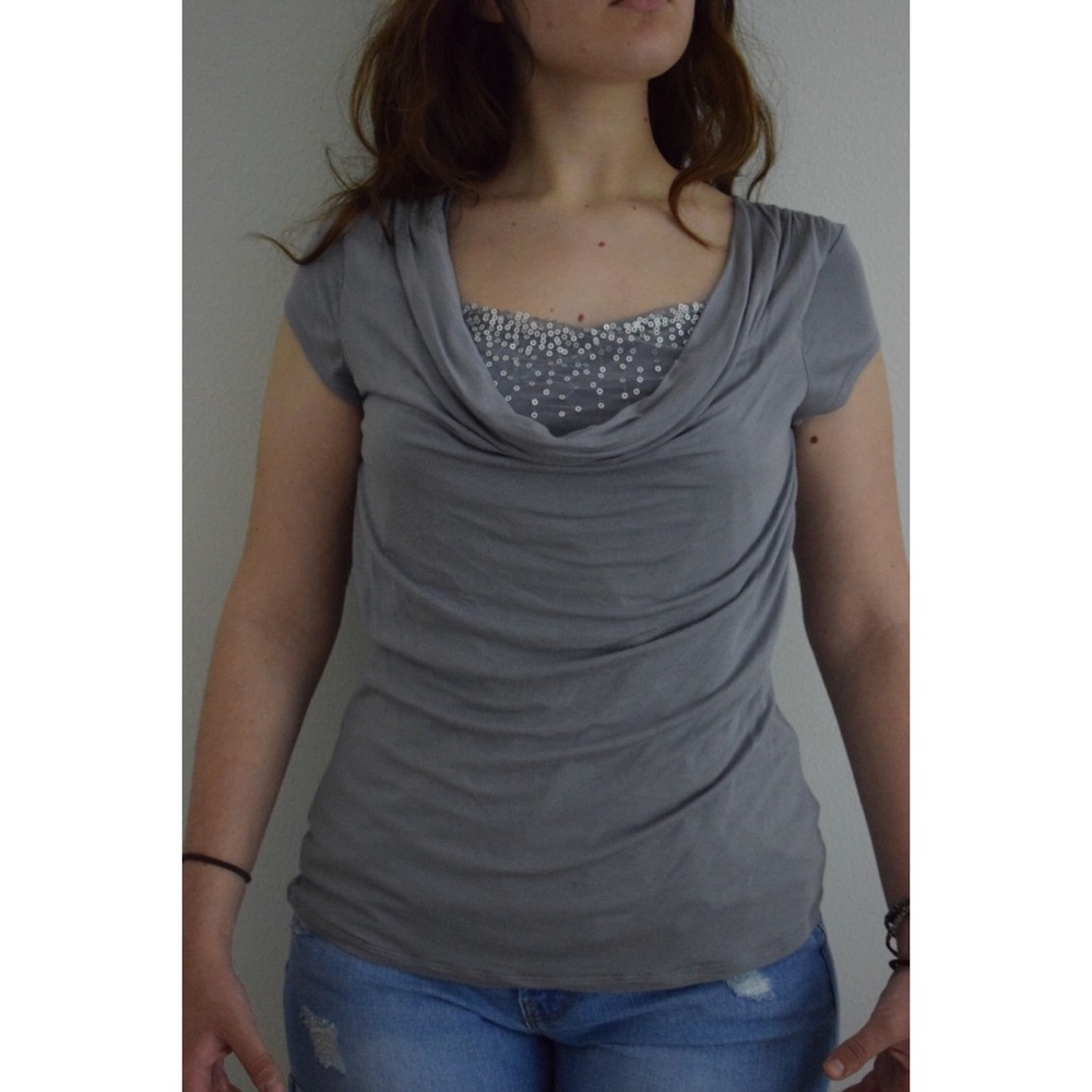 Grey Sequin Express Top
